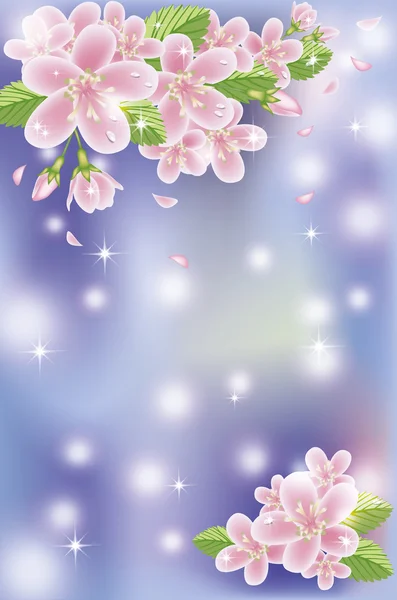 Spring sakura blossom banner, vector illustration — Stock Vector