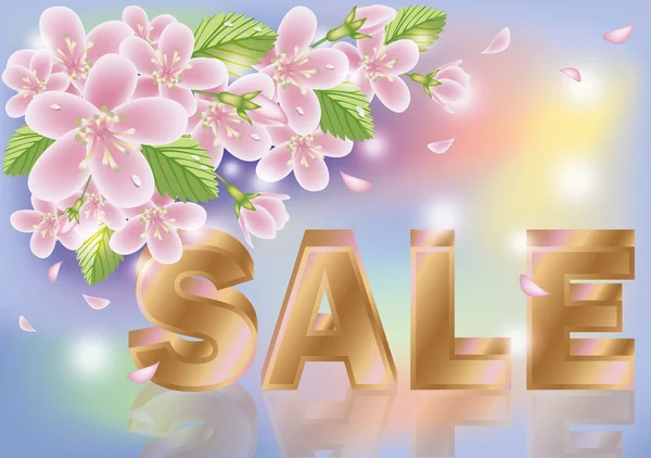 Spring sale sakura background, vector illustration — Stock Vector