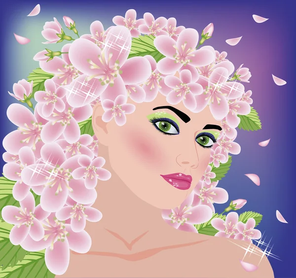 Spring mooi meisje, vector illustratie — Stockvector