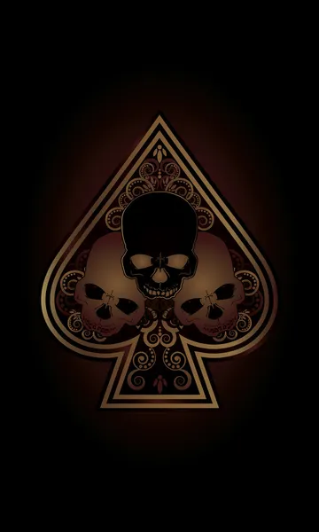 Casino Poker Spades card with skulls, vector illustration Stock Illustration