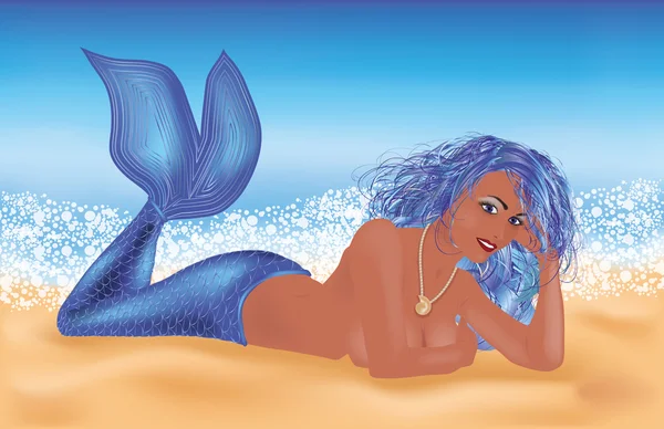 Attractive sexy mermaid, vector illustration — Stock Vector