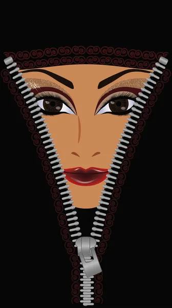 Concept. Open face muslim woman, vector illustration — Stock Vector