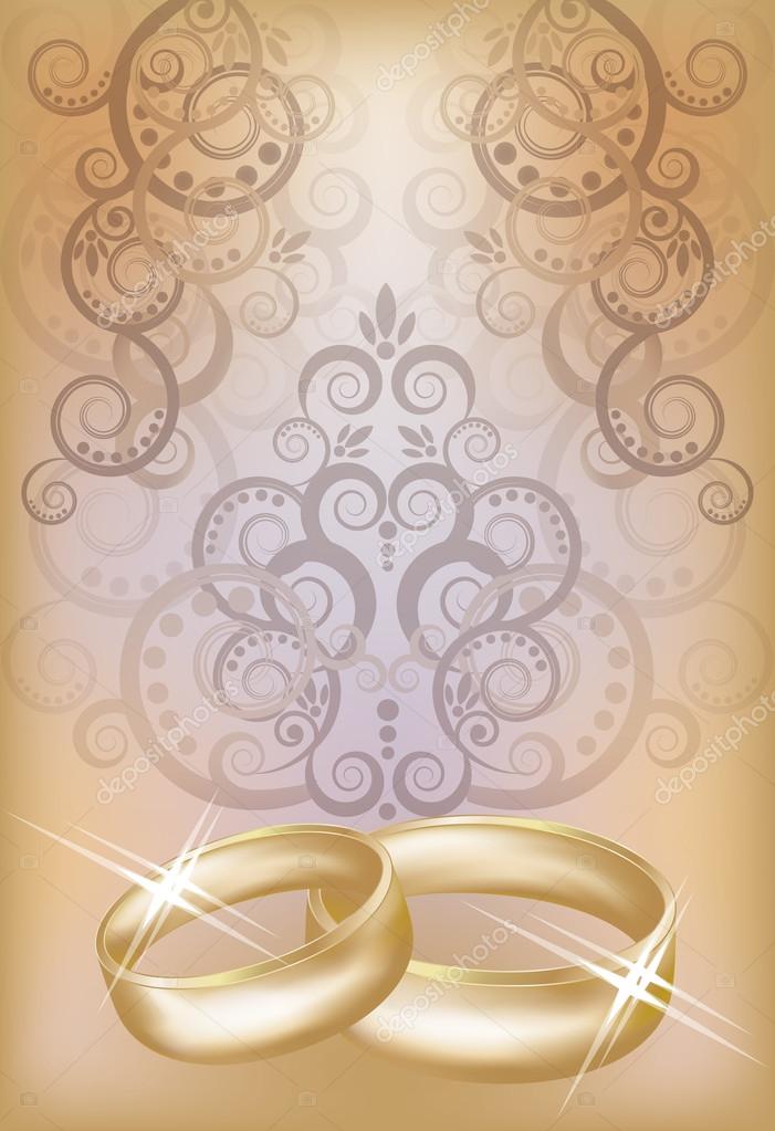 Wedding invitation card with golden rings, vector Stock Vector Image by  ©CaroDi #24995713