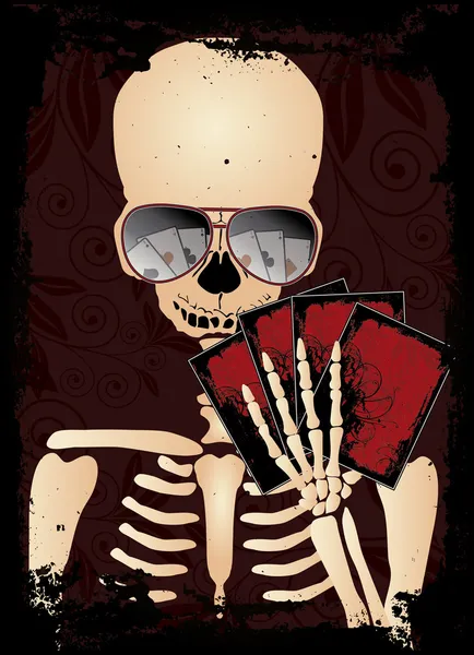 iskelet kumarbaz güneş gözlüğü poker ile vektör