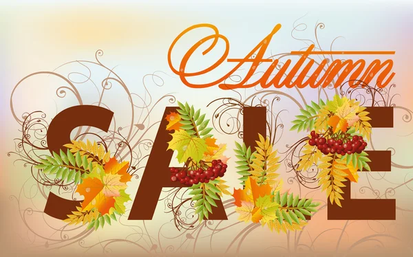 Autumn sale card, vector illustration — Stock Vector