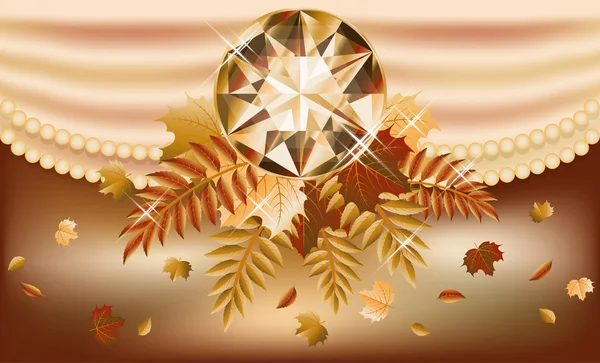 Höstens inbjudningskort med dyrbar ädelsten, vektor illustration — Stock vektor