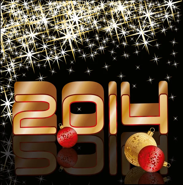 Feliz año nuevo 2014 tarjeta de vacaciones — Vector de stock