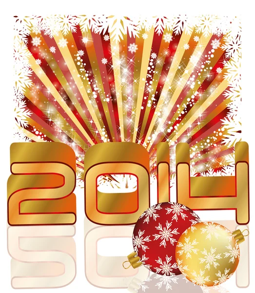 Nueva tarjeta de felicitación del año 2014, ilustración del vector — Vector de stock