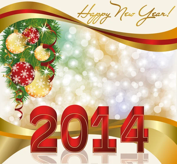 Novo 2014 Ano cartão postal, ilustração vetorial — Vetor de Stock