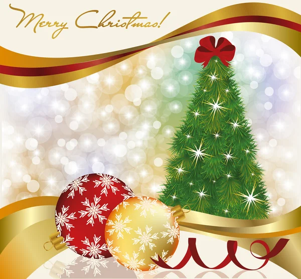 Merry Christmas holiday card, vector illustration — Stock Vector
