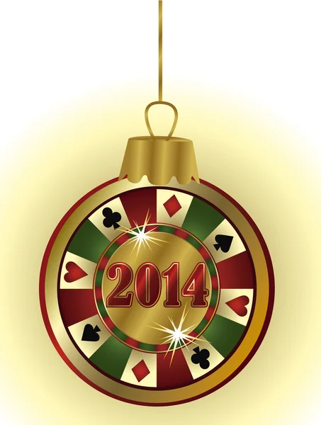 Bonne année 2014 puce de poker de casino, vecteur — Image vectorielle