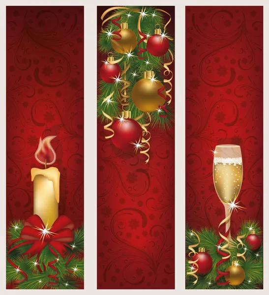 Drie Kerstmis banners, vectorillustratie — Stockvector