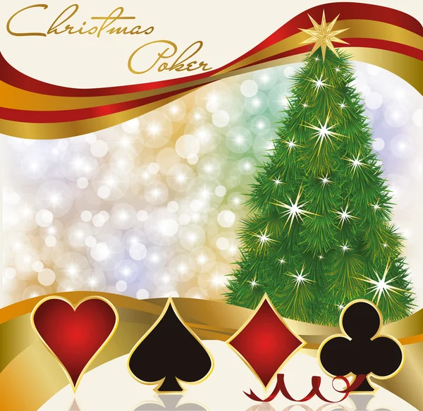 Christmas poker casino background, vector illustration — Stock Vector