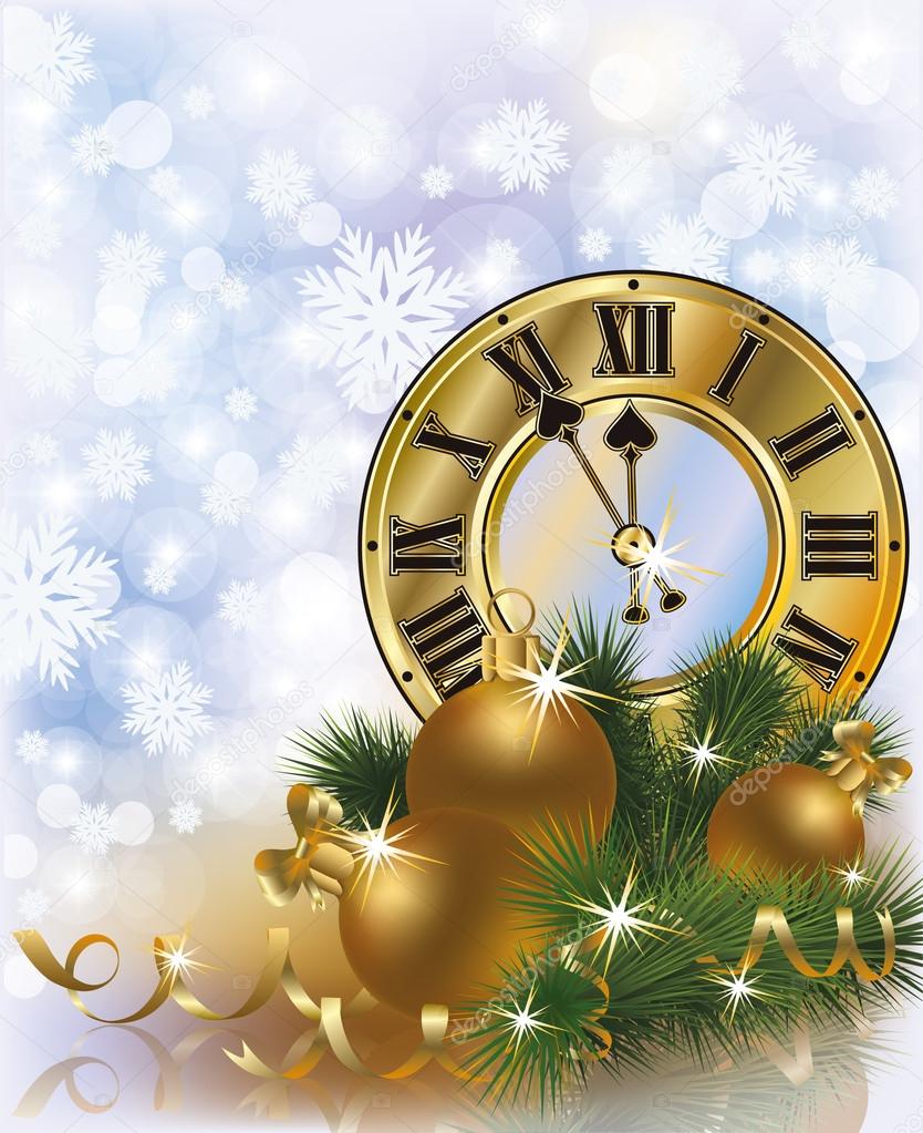 New Year golden card illustration