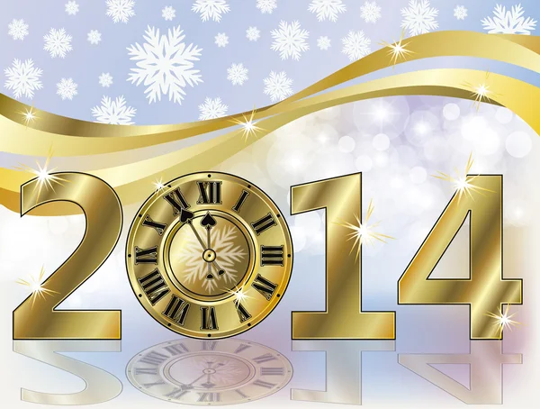 Golden New 2014 año banner, vector de ilustración — Vector de stock