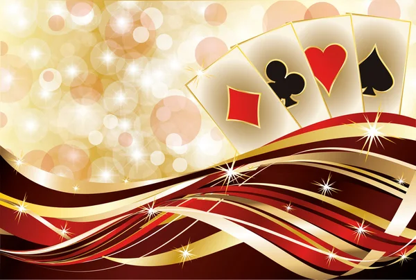 Bandiera di carte da poker del casinò, illustrazione vettoriale — Vettoriale Stock