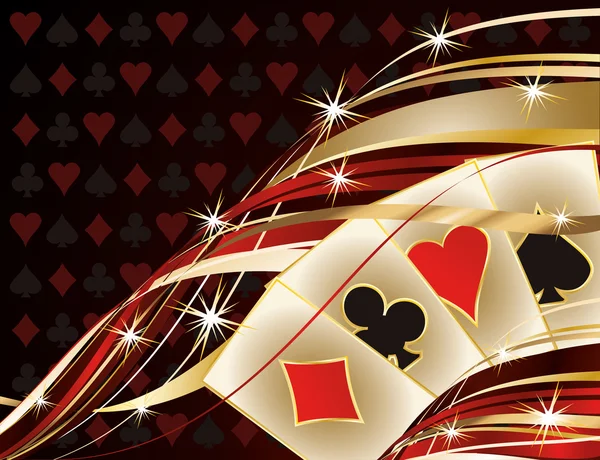 Banner de Casino con tarjetas de póquer, ilustración vectorial — Vector de stock