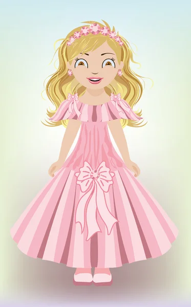 Γλυκιά μικρή πριγκίπισσα κορίτσι, εικονογράφηση φορέας — Διανυσματικό Αρχείο