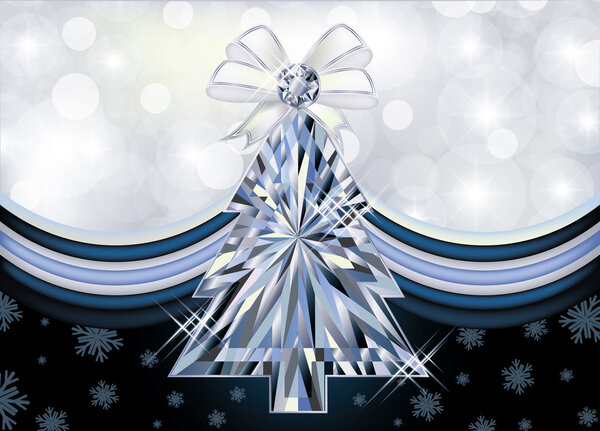 Diamond Christmas tree banner, vector illustration