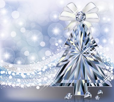 elmas Noel ağacı davetiye, vektör çizim