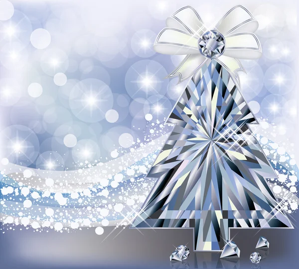 Diamond kerstboom uitnodigingskaart, vectorillustratie — Stockvector