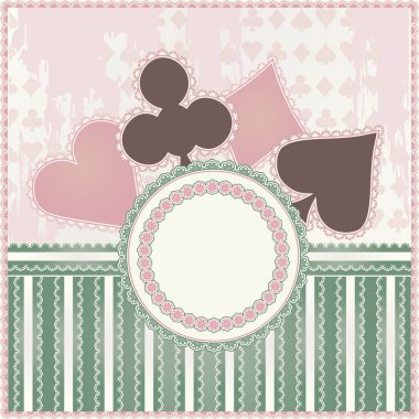 Casino poker elemanları, vektör çizim ile vintage arka plan