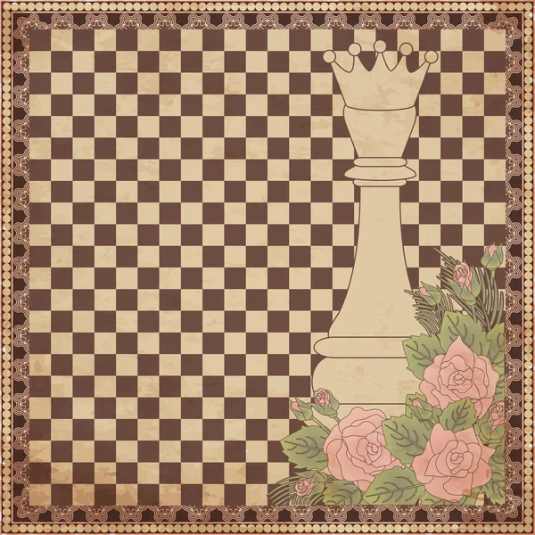 Vintage fond de reine d'échecs, illustration vectorielle — Image vectorielle