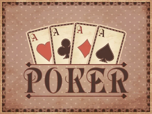 Vintage casino background with poker cards, vector illustration — Stock Vector