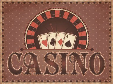 Vintage casino davetiye, vektör çizim