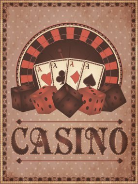 eski vintage casino davetiye, vektör çizim