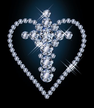 Diamonds cross and heart, vector illustration clipart