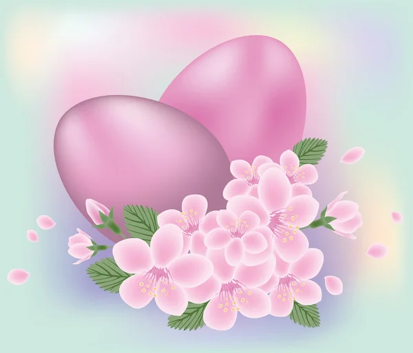 Uova di Pasqua con fiori, illustrazione vettoriale — Vettoriale Stock