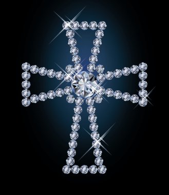 Diamond religious cross, vector illustration clipart