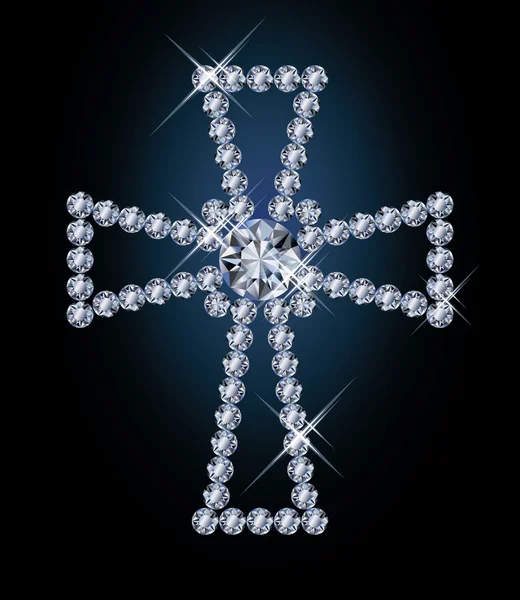 Diamant religieuze kruis, vectorillustratie — Stockvector