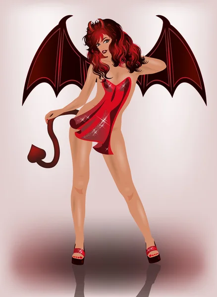 Seksuele duivel meisje, vectorillustratie — Stockvector