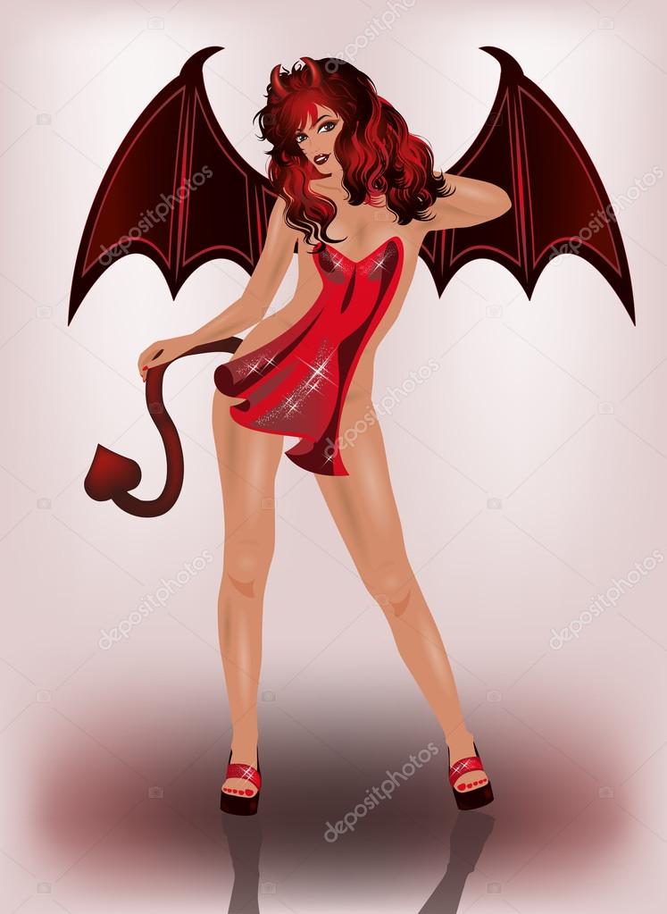 Sexual devil girl, vector illustration
