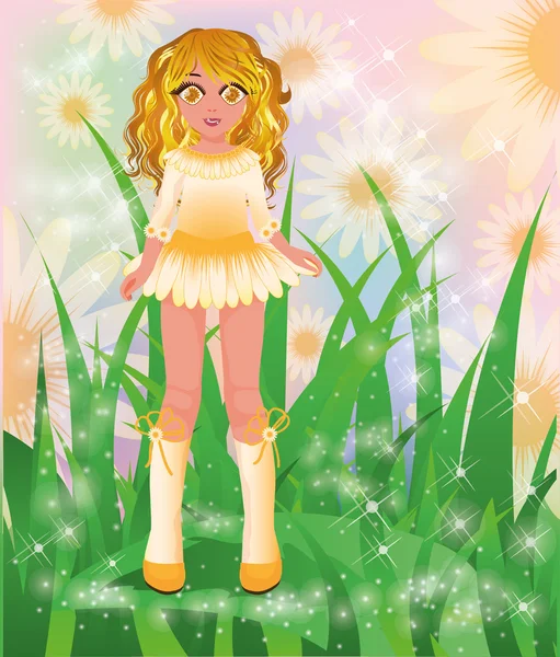 Papatya genç kız, vektör çizim