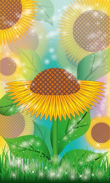 Girasoles fondo floral. ilustración vectorial — Vector de stock