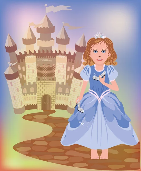 Beautiful little princess Cinderella, vector illustration — Stock Vector
