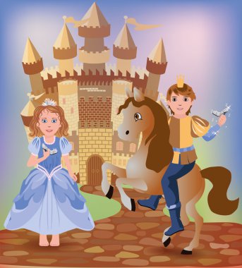 küçük cinderella ve Prens, vektör çizim