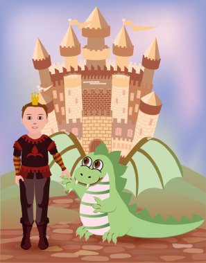 Küçük Prens ve ejderha, vektör çizim