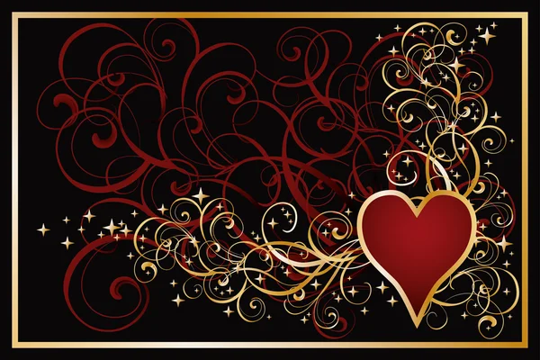 Casino hjärtan golden card, vektor illustration — Stock vektor