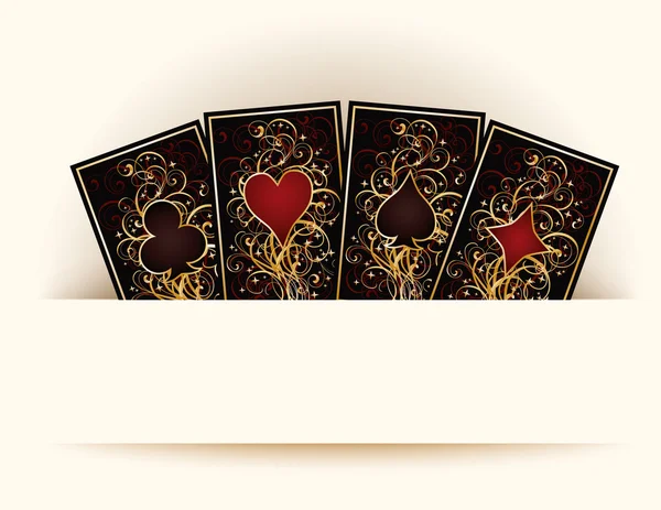 Fundo do casino com cartões de poker, ilustração vetorial —  Vetores de Stock