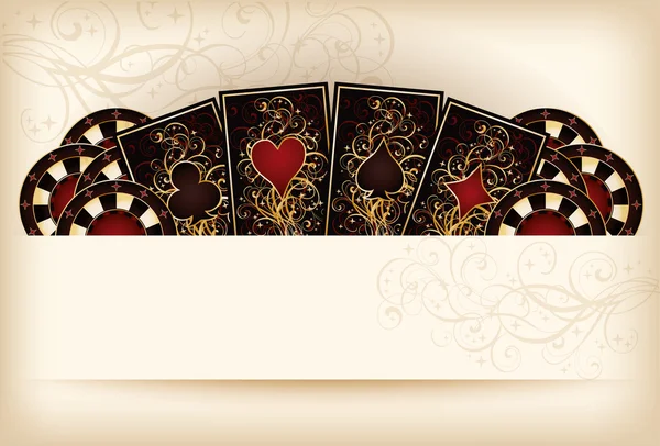 Fond d'écran Casino avec des éléments de poker, vecteur — Image vectorielle