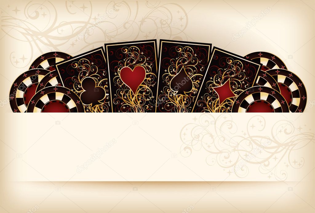 Casino wallpaper with poker elements, vector
