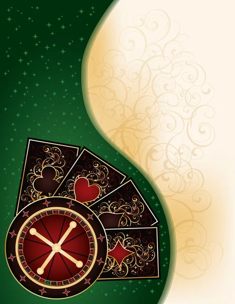 Casino van banner met pokerkaarten, vectorillustratie — Stockvector