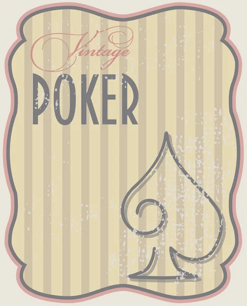 Vintage poker kart maça, vektör çizim — Stok Vektör