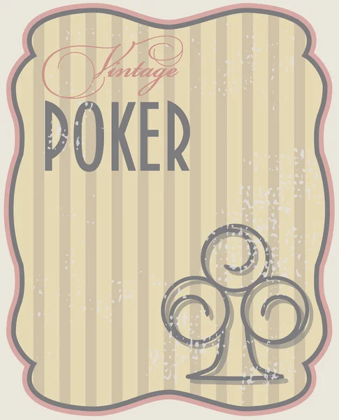 Vintage Poker Card Clubs, Vektorillustration — Stockvektor