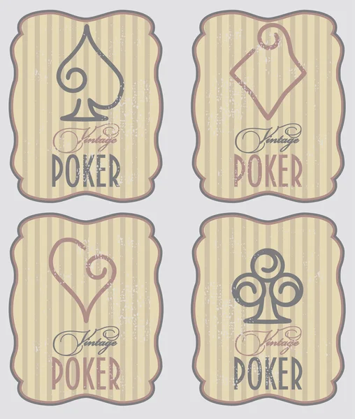 Cuori di carte da poker vintage, illustrazione vettoriale — Vettoriale Stock