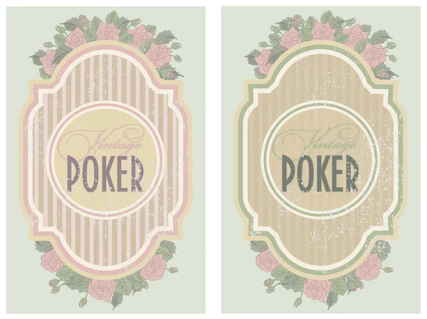 Due etichette vintage di poker, illustrazione vettoriale — Vettoriale Stock